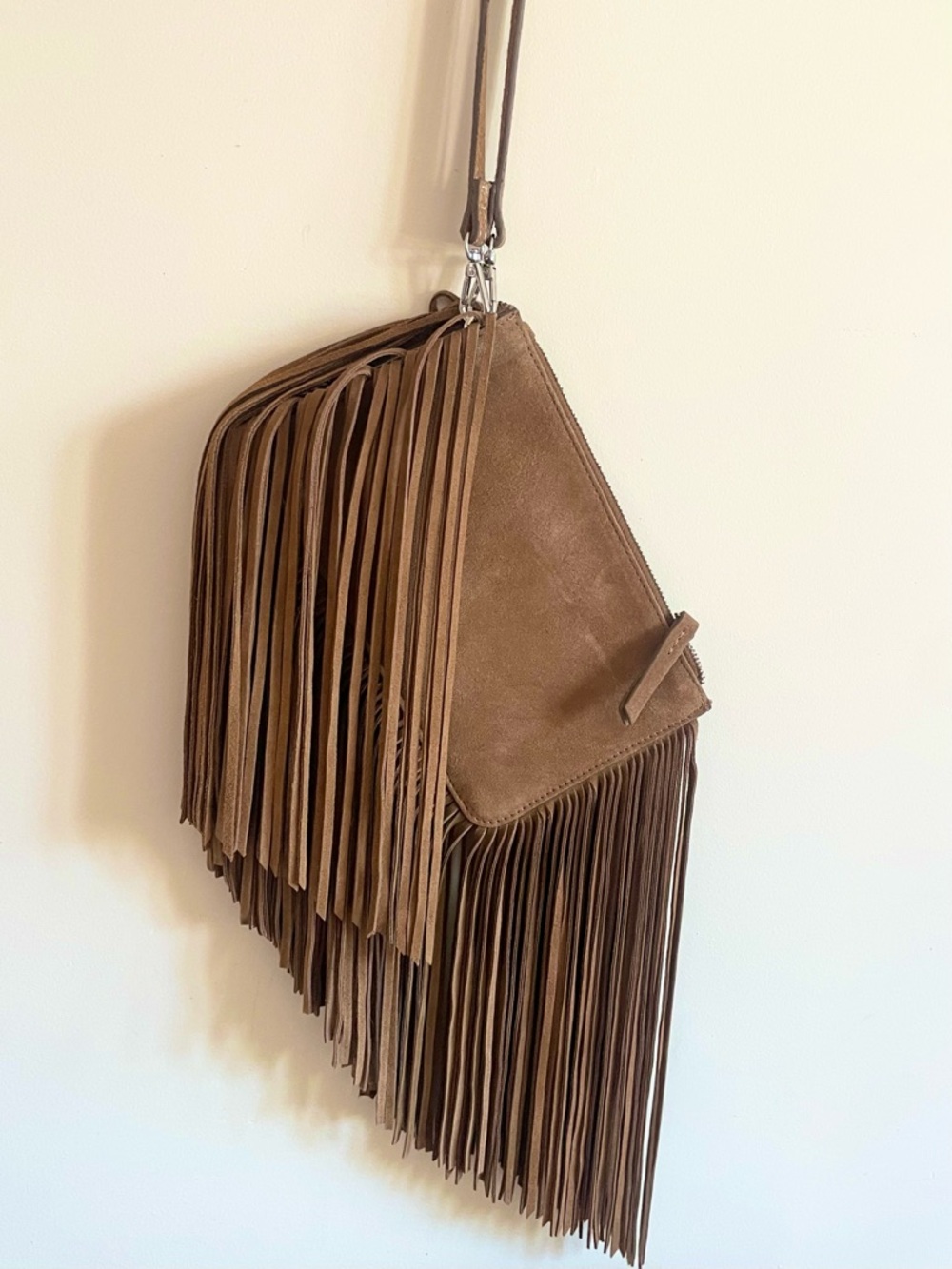 Suede Fringe Crossbody/Wrist Bag